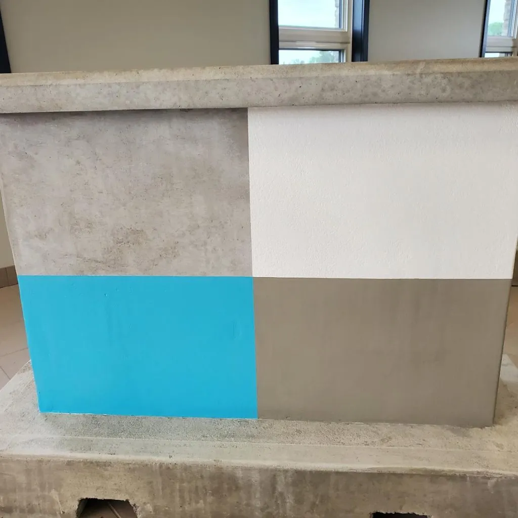 Different textures and painted finish